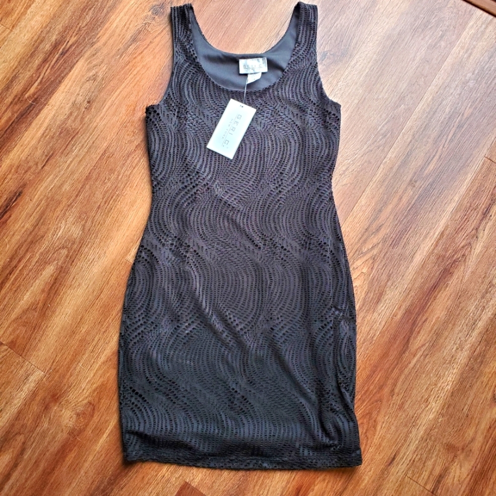 Black casual lace overlay dress